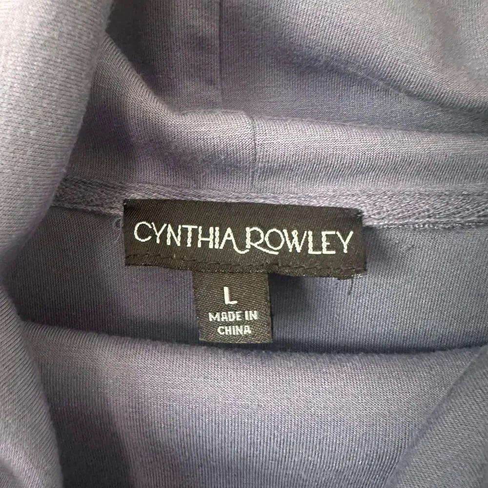 Cynthia Rowley Cowl Neck Lace-Up Knit Dress Slate Blue Large Loungewear Cozy - Picture 4 of 8